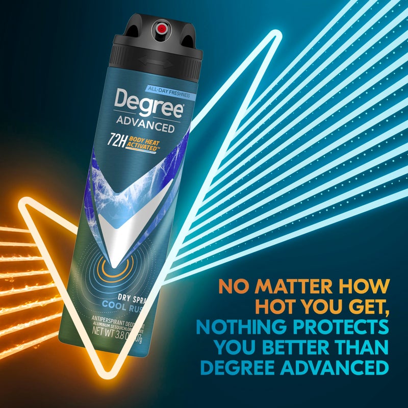 Degree Men Antiperspirant Deodorant Dry Spray Cool Rush 12 Count 72-Hour Sweat and Odor Protection Deodorant for Men With Body Heat Activated Technology 3.8 oz - Image 2